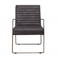 Ergonomic Grey Faux Leather Modern Arm Chair