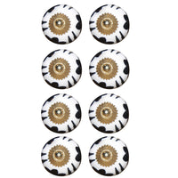 1.5" X 1.5" X 1.5" Hues Of Black, White And Gold 8 Pack Knob-It