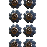 1.5" X 1.5" X 1.5" Hues Of Glossy Navy  And Silver 8 Pack Knob-It