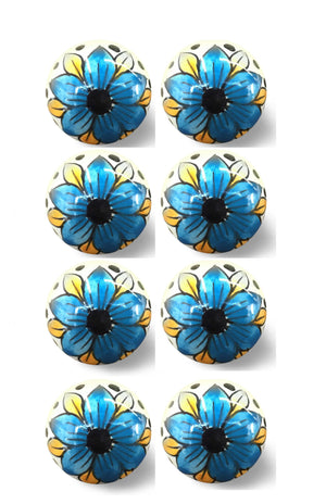1.5" X 1.5" X 1.5" Hues Of Blue, Black And Yellow 8 Pack Knob-It