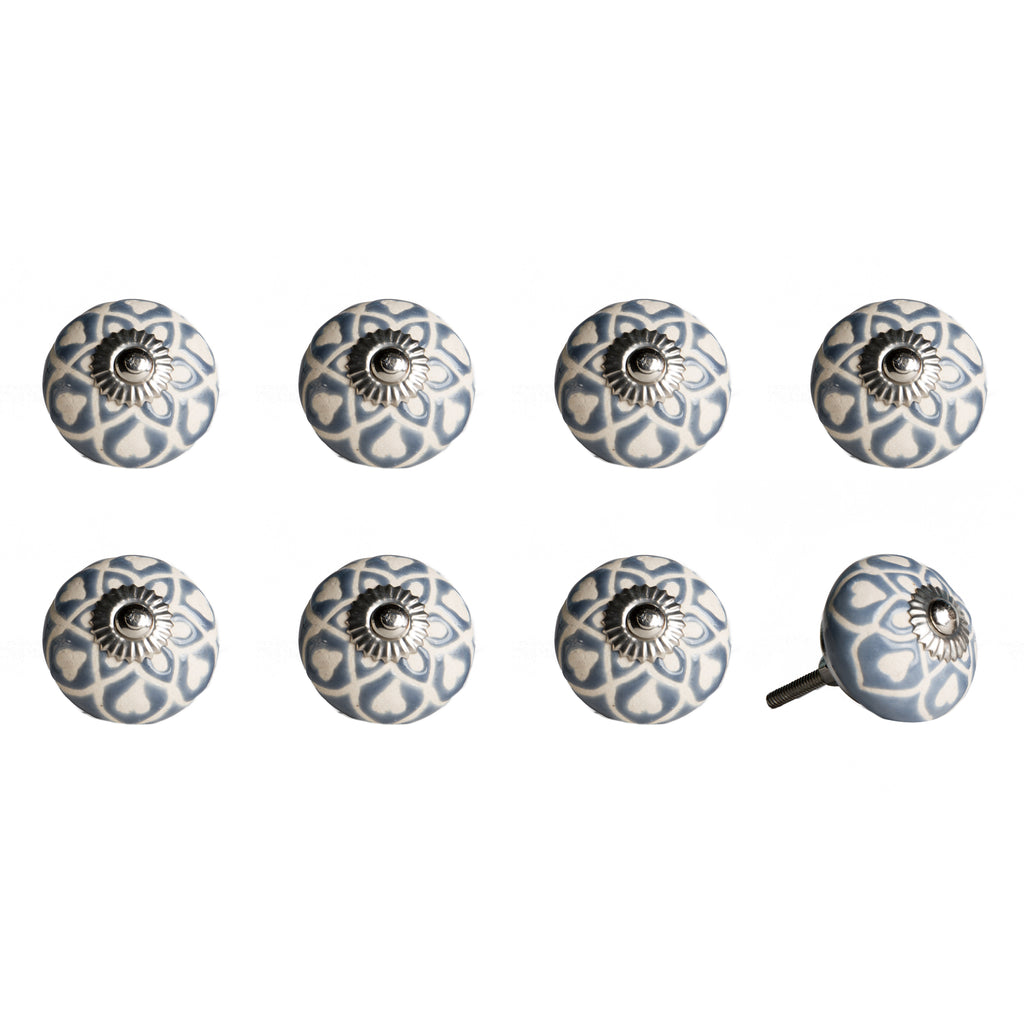 1.5" X 1.5" X 1.5" Hues Of Gray, Cream And Silver 8 Pack Knob-It