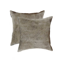 18" x 18" x 5" Gray Cowhide - Pillow 2-Pack