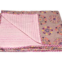 50" X 70" Delectable Multicolored Kantha Cotton Throw