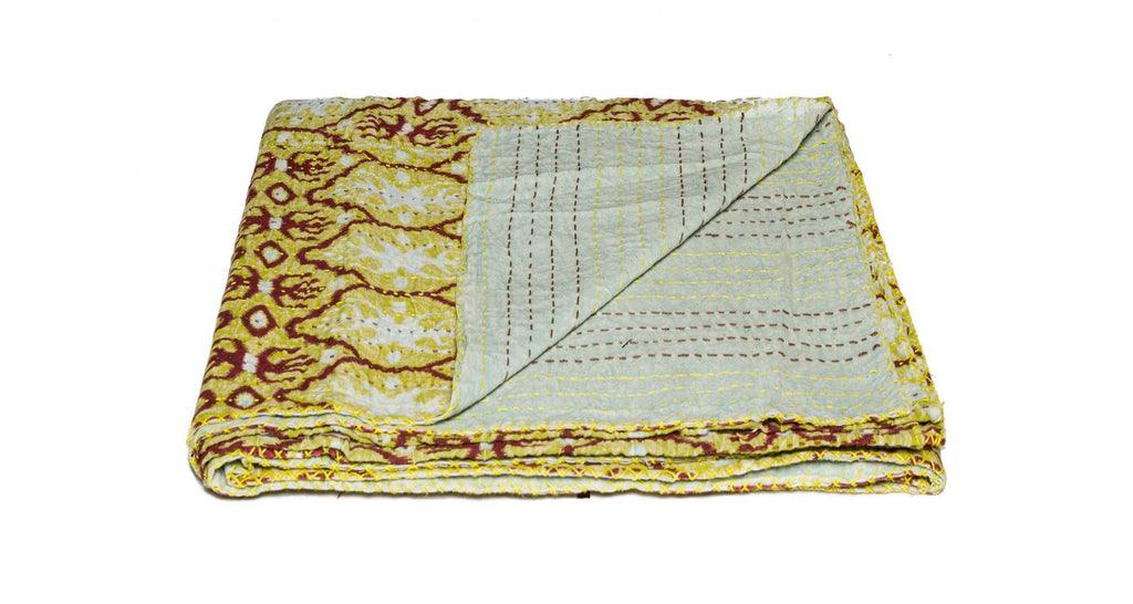 50" X 70" Charming Multicolored Kantha Cotton Throw