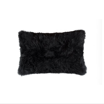 18'' X 18'' X 5 Modern Black New Zealand Sheepskin Pillow