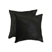 18" x 18" x 5" Black Torino Cowhide Pillow 2 Pack