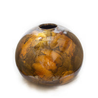 8" Turquoise, Copper, and Bronze Ceramic Table Vase