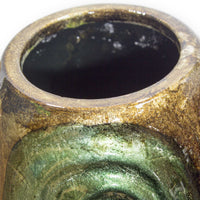 14" Turquoise, Copper, and Bronze Ceramic Table Vase