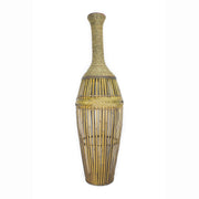 41.25" Champagne Metal and Bamboo Vase with a Decorative Band
