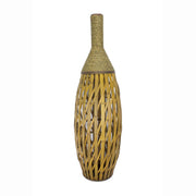41" Brown Metal and Bamboo Vase