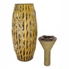 41" Brown Metal and Bamboo Vase