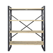 39.75" Natural Metal, Wood, and MDF Bookcase with 4 Shelves