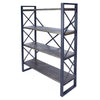 39.75" Grey Metal, Wood, and MDF Bookcase with 4 Shelves