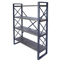 39.75" Grey Metal, Wood, and MDF Bookcase with 4 Shelves