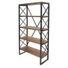 32.75" Natural and Orange Metal, Wood, and MDF Bookcase with 5 Shelves