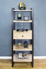 67.25" Natural, Brown Metal, Wood, and MDF Bookcase with a Drawer and 5 Shelves