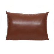 Brown Faux Leather Lumbar Pillow