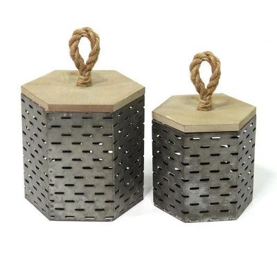 Metal Decorative Containers Set of 2