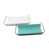 White and Turquoise Modern Trays Set of 2