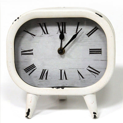 Retro White Metal Table Clock