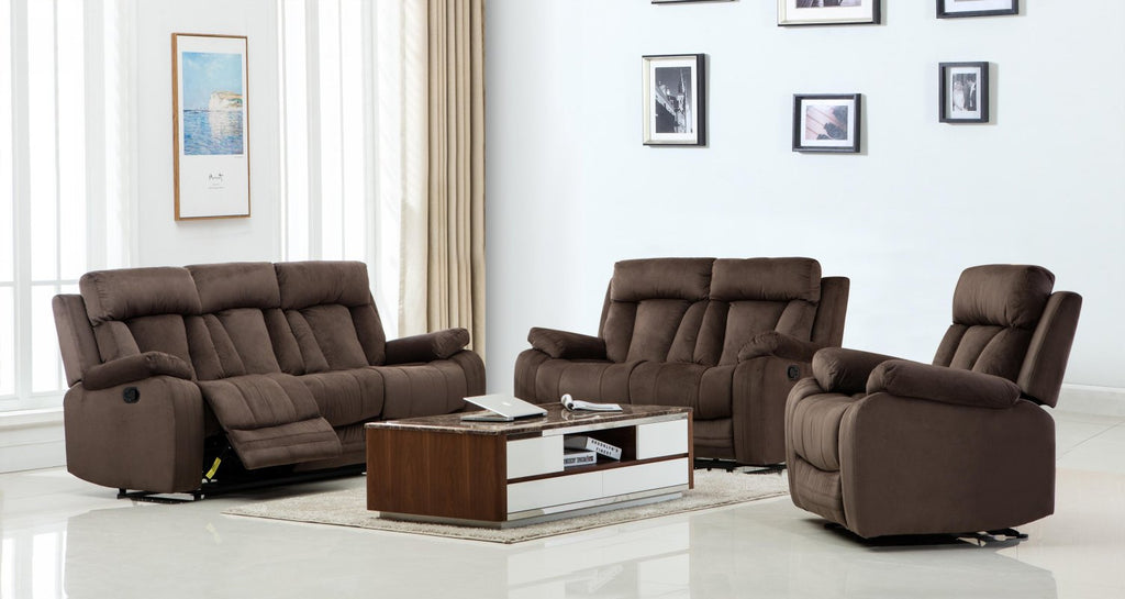 120" Modern Brow Fabric Sofa Set