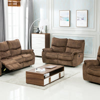 120" Elegant Light Brown Fabric Sofa Set