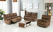 120" Elegant Light Brown Fabric Sofa Set