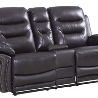 44" Comfortable Brown Leather Console Loveseat