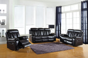 130" Sturdy Black Leather Sofa Set