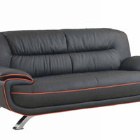 35" Sleek Black Leather Sofa