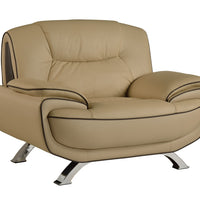 40" Sleek Beige Leather Chair
