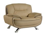 40" Sleek Beige Leather Chair