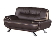 40" Sleek Brown Leather Loveseat