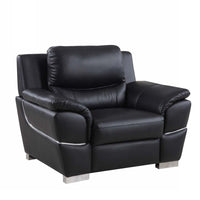 37" Chic Black Leather Chair
