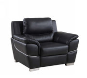 37" Chic Black Leather Chair