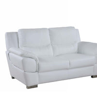 37" Chic White Leather Loveseat