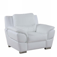 37" White Chic Leather Stationary Chair