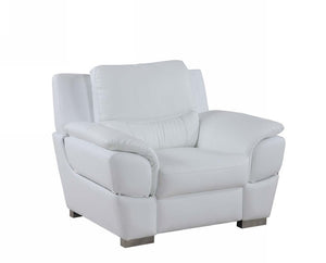 37" White Chic Leather Stationary Chair