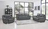 111" Chic Grey Leather Sofa Set