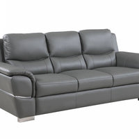 37" Chic Grey Leather Sofa