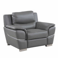 37" Chic Grey Leather Chair