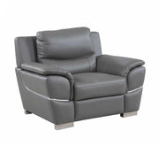 37" Chic Grey Leather Chair