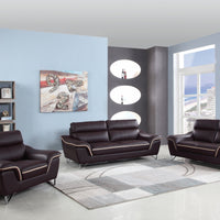 110" Charming Brown Leather Sofa Set
