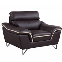 36" Brown Contemporary Leather Loveseat