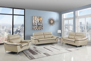 108" Charming Beige Leather Sofa Set