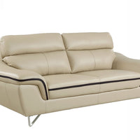 36" Charming Beige Leather Sofa