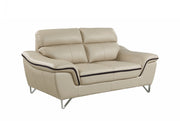 36" Contemporary Beige Leather Loveseat