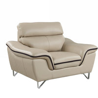 36" Beige Contemporary Leather Loveseat