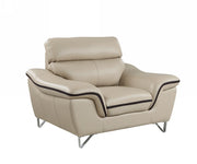 36" Beige Contemporary Leather Loveseat