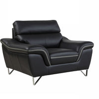36" Contemporary Black Leather Chair